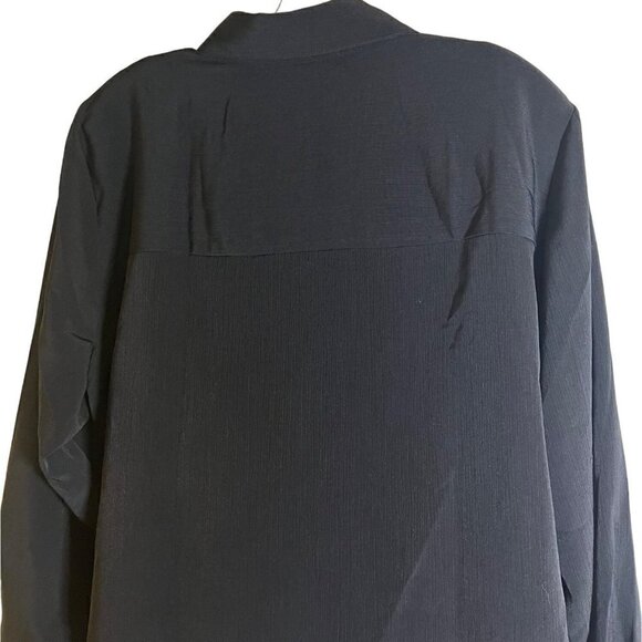 NWT Susan Graver Women's Black Crinkle Peachskin Big Shirt Size 1X - Picture 9 of 12